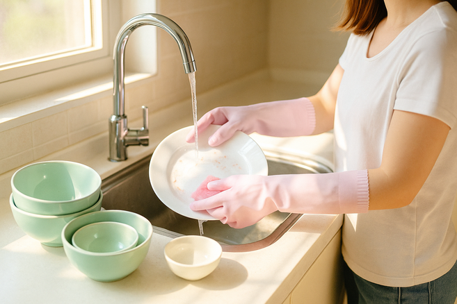 던롭 친환경 항균 고무장갑 일본던롭 면코팅 천연고무 L 사이즈 대 33cm, 핑크, 1개, 대(L)