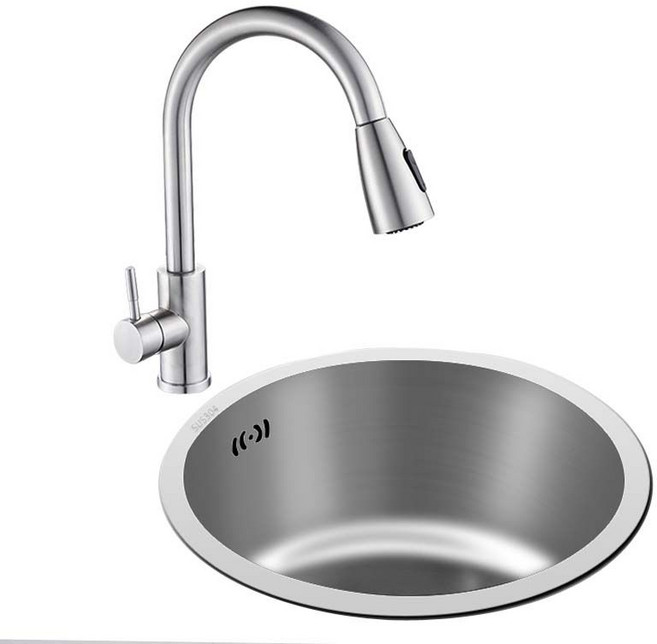 스텐 원형 싱크볼 아일랜드 미니 라운드 개수대 소형 언더볼 보조 원형 32cm 세트, 1. 원형 32cm 세트