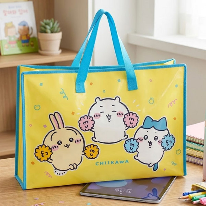 먼작귀 부직포백 옐로우 대형 사각 타포린백 보조가방 피크닉백 쇼핑백, 1개