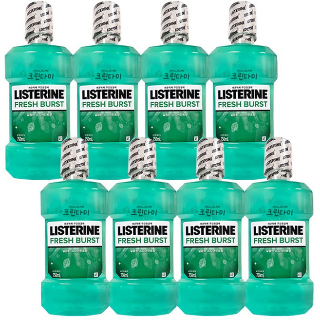 리스테린 구강청결제 후레쉬버스트, 750ml, 8개
