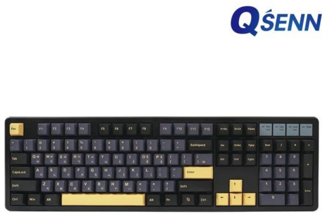 QSENN Q104 PBT 풀윤활 가스켓 유무선 기계식 키보드 블랙 민트축 V1, 1개
