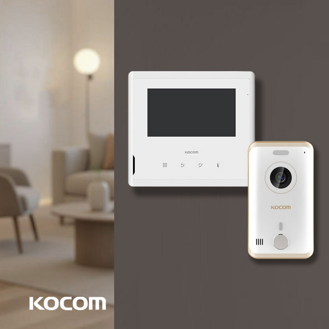 코콤 7인치 4선식 아날로그 노출형 인터폰 비디오폰 KCV-S701 KC-R81E 초인종 세트, KCV-S701 KC-R81E(노출형)초인종세트_화이트