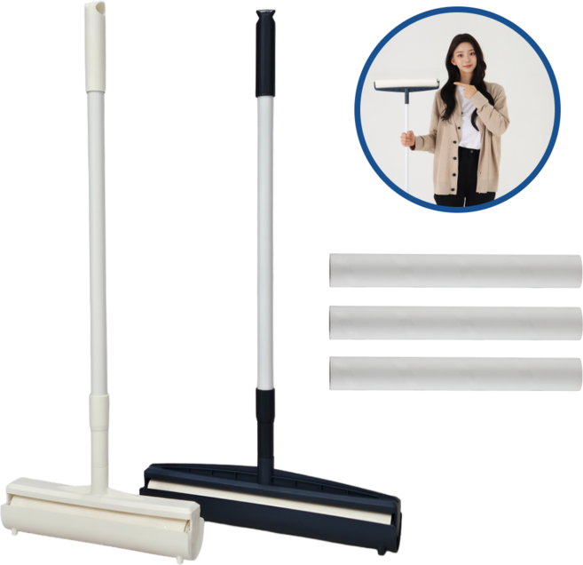 [킹돌이 35] 광폭 대형 롱 핸들 돌돌이 밀대 길이조절 테이프크리너 스탠딩받침대, 1세트