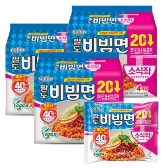 팔도 비빔면 소식좌 104g X 4입 양이 작은 한입비빔면, 12개