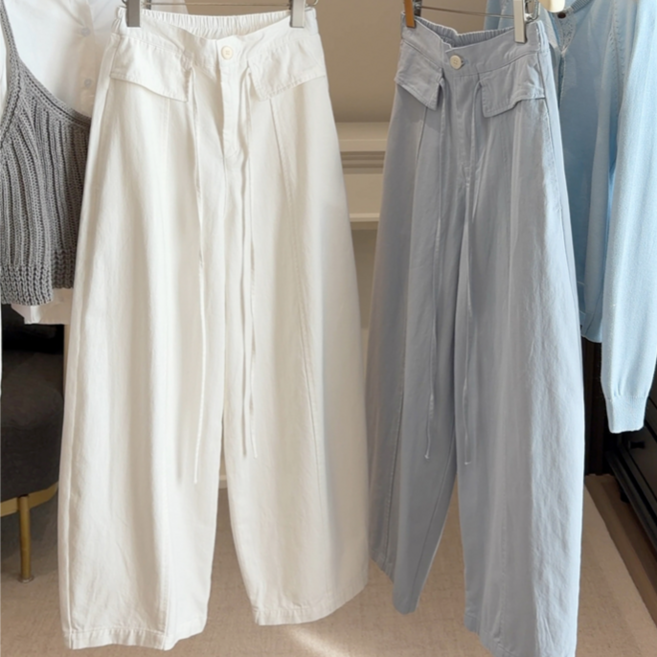 레이디 매직(lady magic) 여성 캐주얼 워싱 면 벌룬 와이드 팬츠 배기 바지