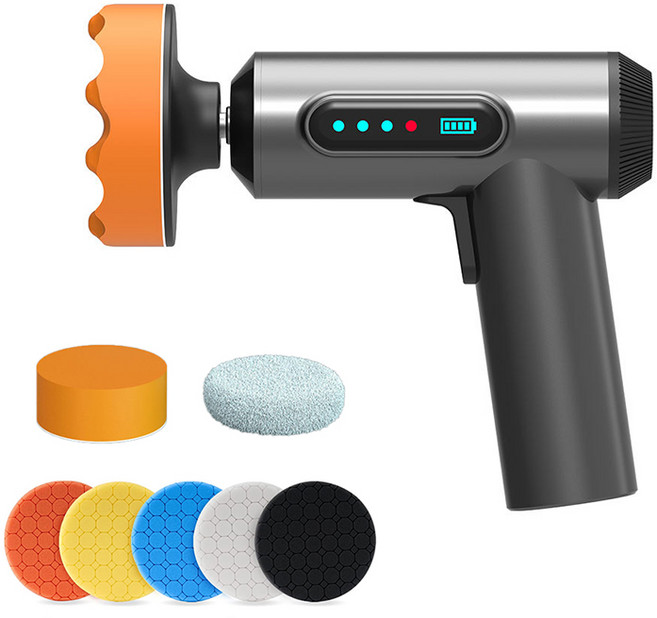 스노우드림 자동차 무선 듀얼 광택기 3인치 셀프 폴리셔 머신 전동 유막 제거기 자동차 왁싱기 샌딩기 1.광택기+패드(8개)+충전 케이블