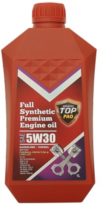 PAO 5W30 미라텍 탑 고성능 프리미엄 100% 합성엔진오일 1L, 1개
