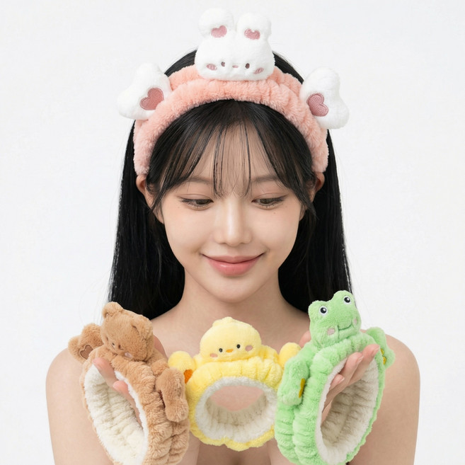 [4개SET] 말랑마쥬 리틀 에니멀 헤어 세안밴드 동물 세안 머리띠