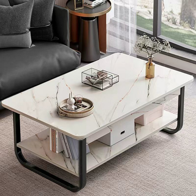 SeekFun 거실 테이블 몽롱 예쁜 신형 디자인 소파 2단 좌식 테이블 80cm/100cm, 화이트(100cm)