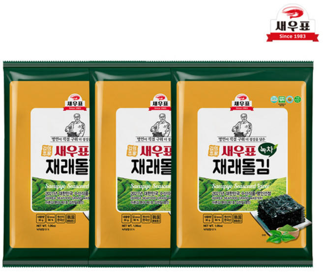 새우표 완도 녹차재래 돌김전장(BS-29), 30g, 3개