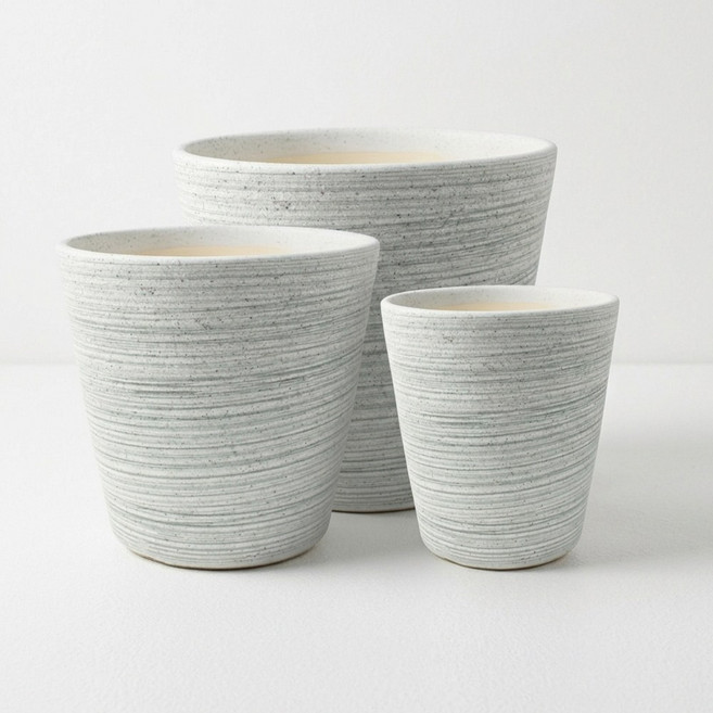 그린데이 대형 도자기 대중소 화분 세트 -그레이라인 베이직 분갈이 인테리어 세라믹, 1개, 그레이라인 베이직