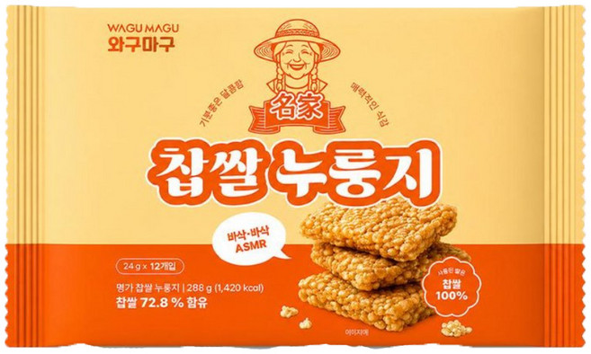 와구마구 명가 찹쌀 누룽지 스낵, 5개, 288g