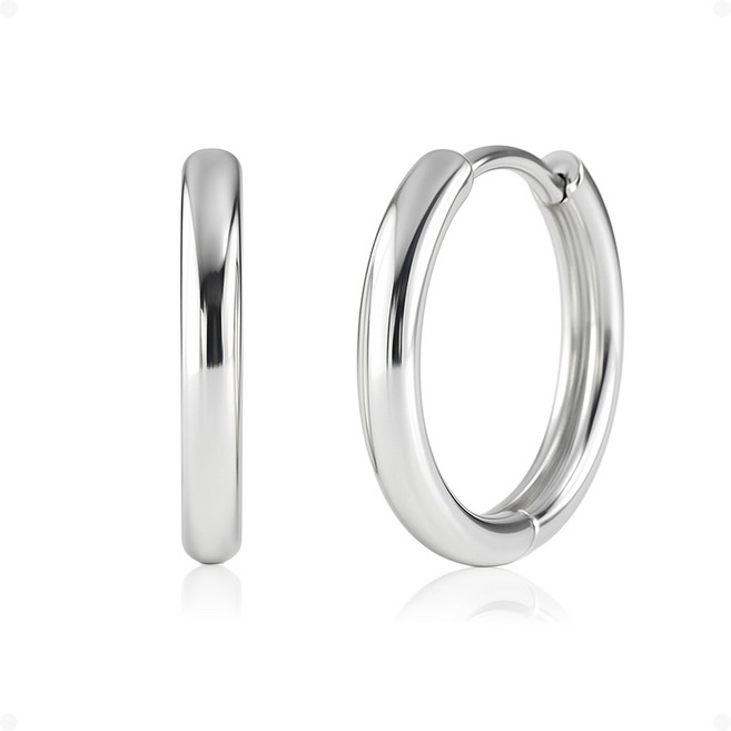 ARIN [MINI] 실버925 볼드 심플 데일리 원터치 귀걸이 (5 size) AOD015