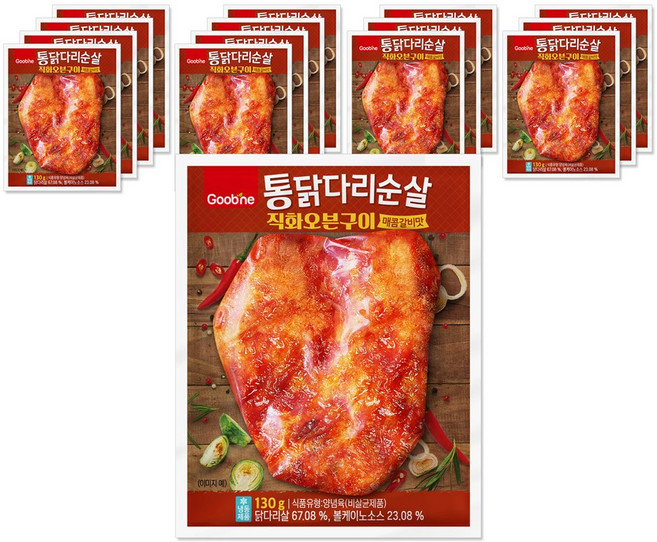 [굽네] 통닭다리순살 직화오븐구이 매콤갈비맛 130g, 15개