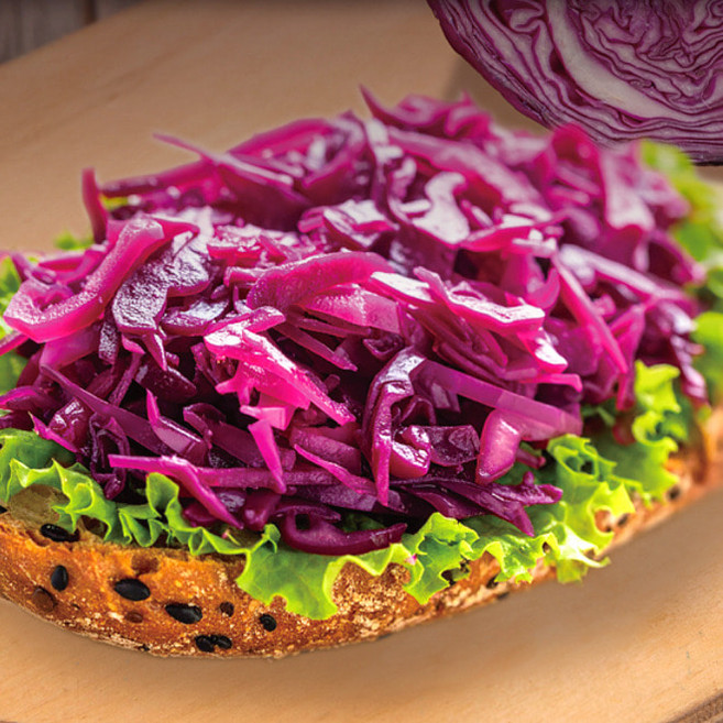 아삭새콤한 적양배추피클 슬라이스 400g 적채피클 통조림