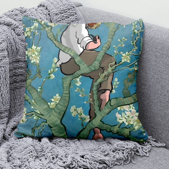 빈센트 반 고흐 별밤 일러스트 사각쿠션 양면소파쿠션 솜포함 영감 감성 예술 힐링 거실 사무실 침실 장식 세탁편리 방꾸미기 선물용 포근함 인테리어, 고흐풍의 명화-6, 45 x 45CM 솜포함 양면쿠션