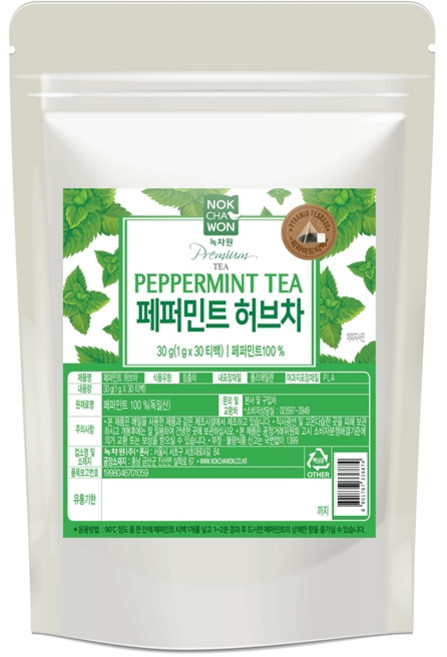 [녹차원]페퍼민트허브차 30입x3팩, 30개, 1g