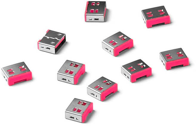 스마트키퍼 유일 국내 제조 USB 포트락 10P 포트 보안 차단 잠금 장치 시스템 물리보안 감사 UL03P1, USB포트락 10개, 핑크(PK), 10개