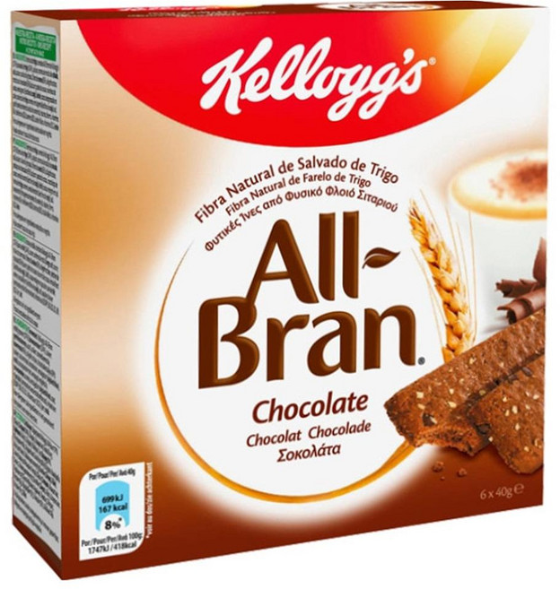 켈로그 올 브랜 위트 초콜릿 시리얼바, 4개, 240g