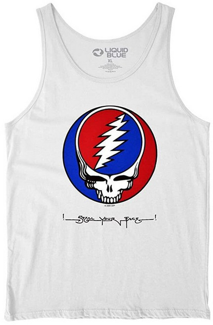 Liquid Blue Grateful Dead SYF Steal Your Face 화이트 탱크 탑 Syf 탱크탑 화이트. 146130 3605217647, L