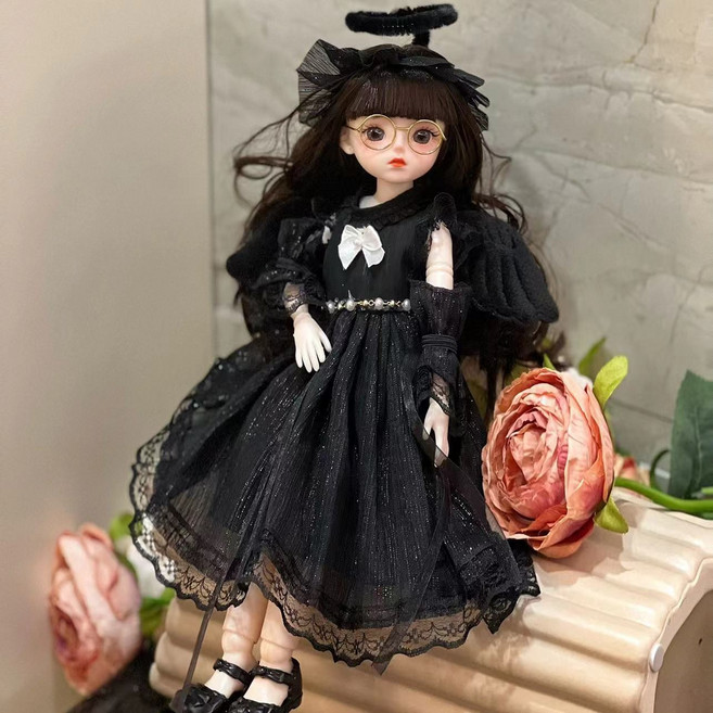 森系高顏值30釐米洋娃娃6分BJD娃衣套裝女孩單個玩偶公主公仔玩具, 1個, 黑色羽翼天使:單買娃娃身上服裝(不包括娃娃)
