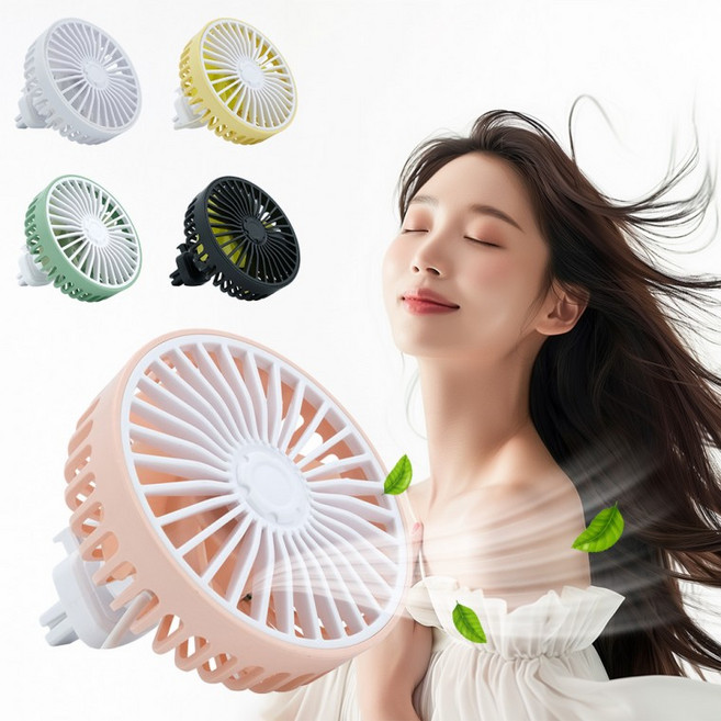 LED 차량용 송풍구 USB 선풍기, 상세페이지 참조, 블랙