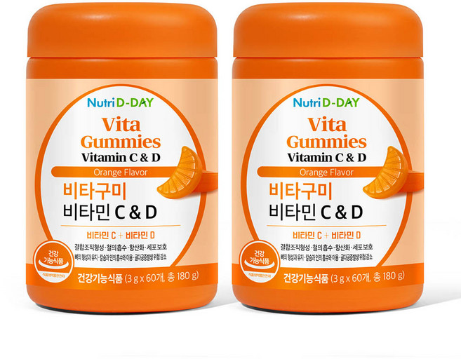 뉴트리디데이 비타구미 비타민 C&D, 180g, 2개