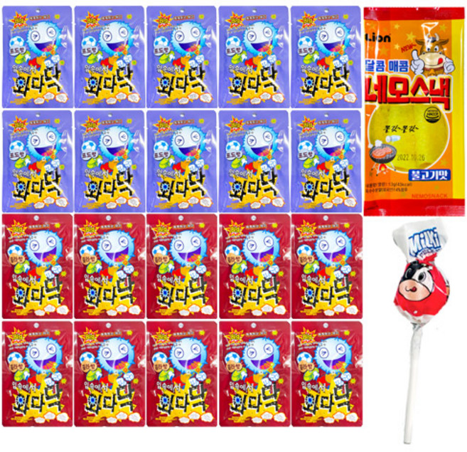 빅 입속에서 와다닥 캔디 콜라향10개+포도향10개+네모스낵1개+밀키타1개, 1세트, 1g