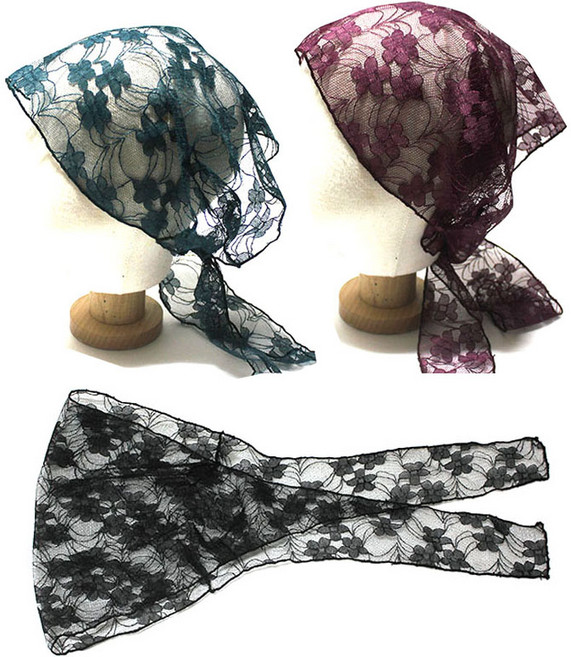솔미네 플라워 망사 머리두건 여성두건 반다나 주방 여성 중년모자