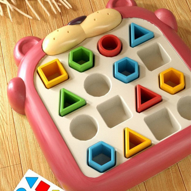 草莓熊造型形狀分類玩具 幾何形狀配對益智教具, 草莓熊, 1個