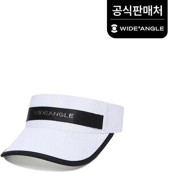 와이드앵글 공식 남성 CO 스트레치 밴드 썬캡 골프 썬캡 골프 모자 WMM23C11W2 (정상가:63 000), White, 1개