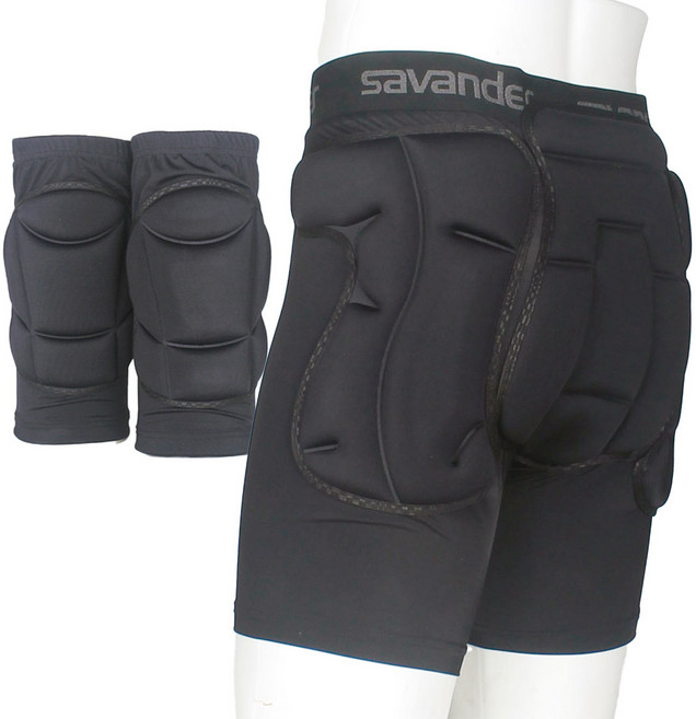 사반더 스키 스노우보드보호대 아동 성인 엉덩이보호대 무릎보호대 2종세트 스케이트 피겨 용품 보호대, 1개