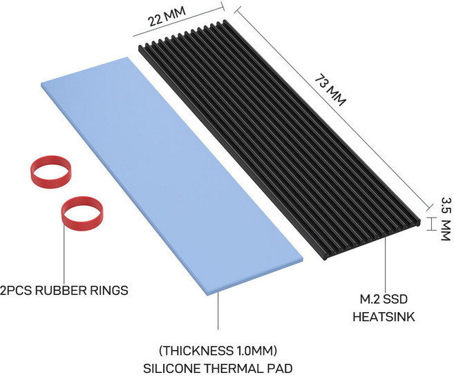 노트북 방열판 개 쿨러 솔리드 디스크 구리 JEYI 실리콘 패드 라디에이터 2280 데스크탑용 SSD 3 M.2 스테이트, 1개