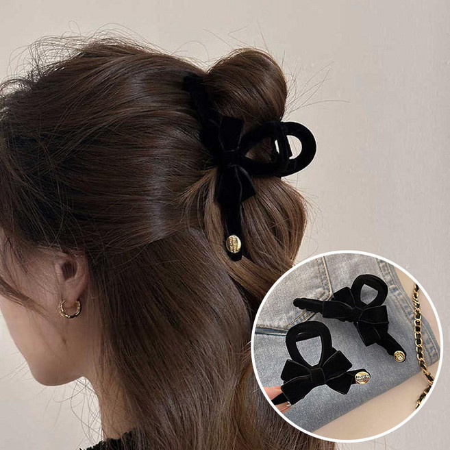 ZMBIRD 올림머리 플리스 리본 집게핀 13CM+8CM 2종세트 N1900