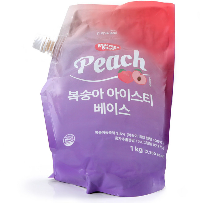 퍼플랜드 복숭아 아이스티 베이스 복숭아 농축액 3.5%, 1kg, 10개