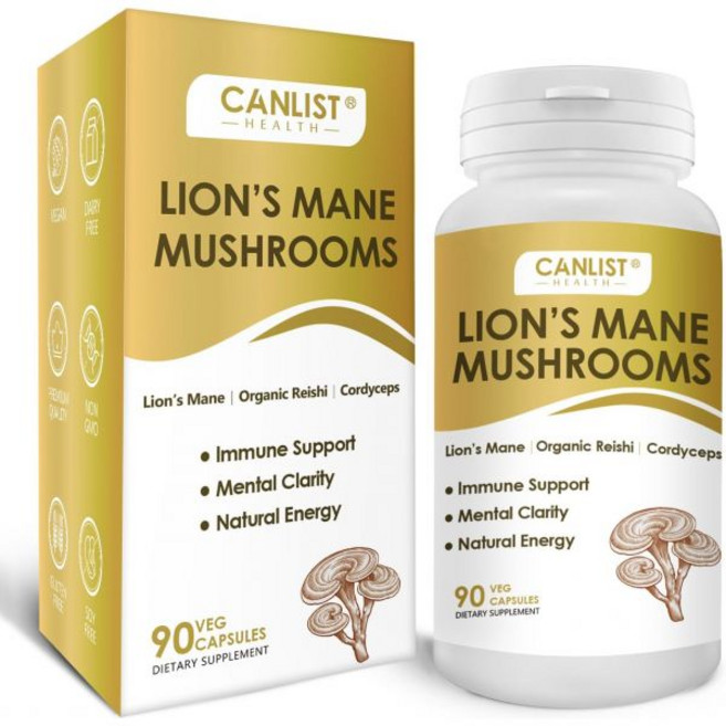 CANLIST Mushroom Complex Capsules with Lion's Mane Cordyceps Reishi Help for Cognitive Focus S, CANLIST Mushroom Complex Capsu, 1개