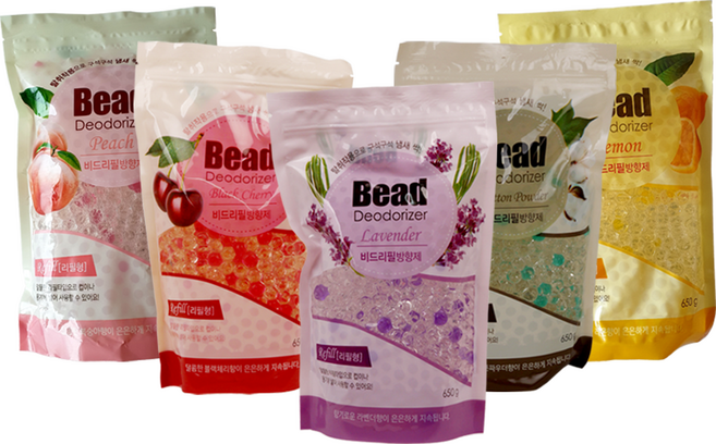 해피룸 비드 리필팩 650g 5가지 향기 리필팩으로 이용하세요, 라벤더향