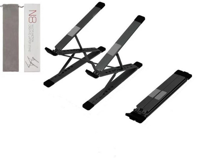 루프(Loop) 더블레이어 알루미늄 접이식 휴대용 노트북 거치대 스텐드 테블릿 맥북, 블랙1개, 1개