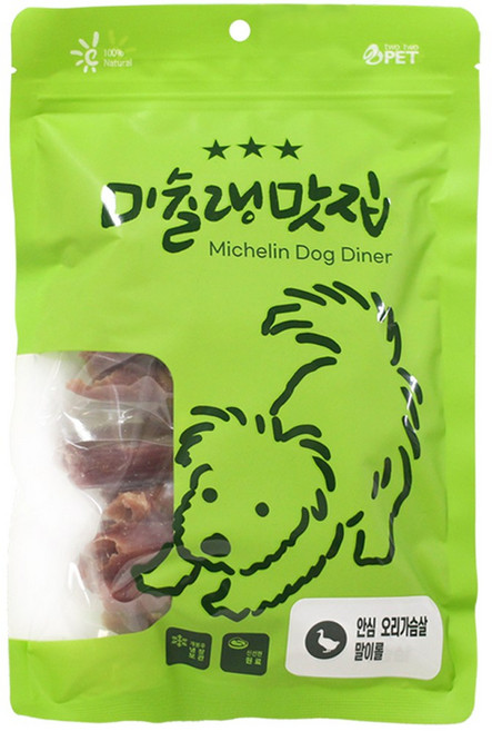 미슐랭맛집 강아지 간식 육포, 1개, 180g, 안심오리가슴살말이롤