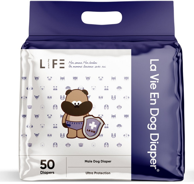 라비앙독 수컷 강아지 안심 기저귀 대용량 50매, 중형, 1개, 50개입
