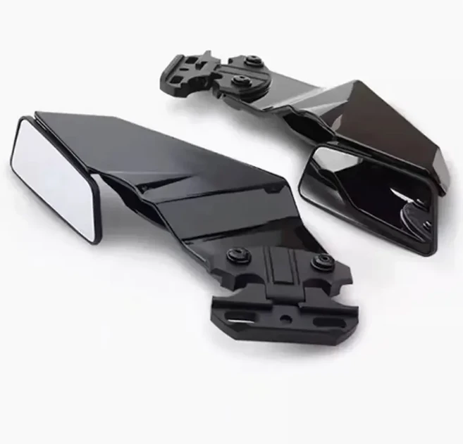 [호환] 가와사키 닌자 636 ZX6R 2009 -2024 ZX 6R 오토바이 사이드 미러 윙렛 윈드 윙 조절 가능한 회전, 03 Type F Black
