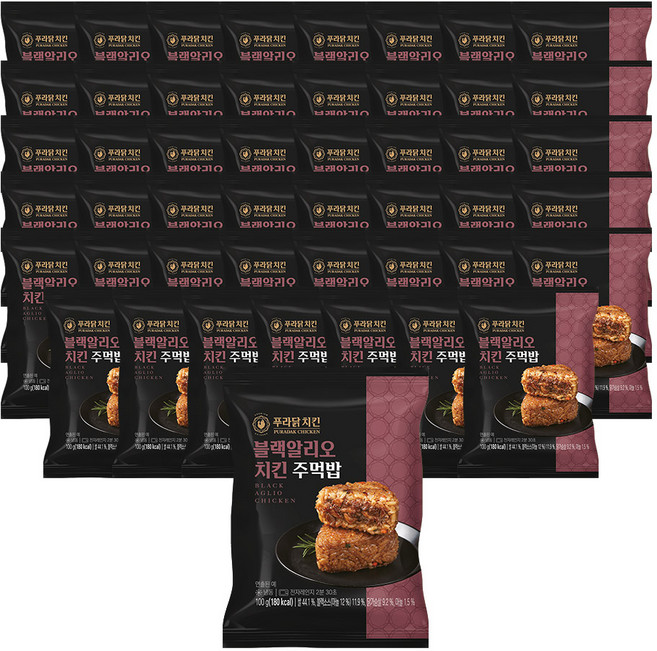 [무료배송/당일출고] 푸라닭 시그니처 소스 주먹밥 블랙알리오치킨, 48개, 100g