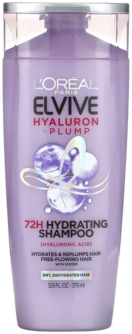 L'Oréal Elvive 히알루론 + 플럼프 72시간 보습 샴푸 건성 및 건조한 모발 375ml(12.6fl oz), LOréalElvive히알루론플럼프72시간보습샴푸건성및, 1개, 375ml - 쿠팡