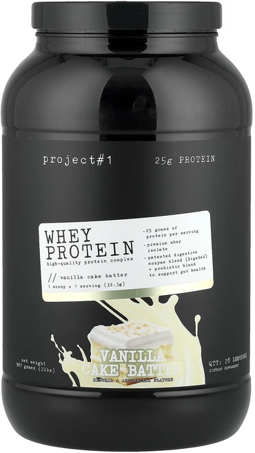 새해 건강을 선물하세요 Project 1 Nutrition 유청 단백질 단백질 복합체 바닐라 케이크 배터 907g(2lbs) 특별관리진행, Project1Nutrition유청단백질고품질단백질복합, 907g, 1개 - 쿠팡
