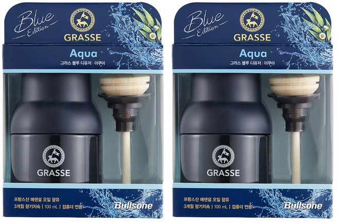 불스원샷 차량용 디퓨저 방향제 100ml+100ml 2개, 시원한 아쿠아향