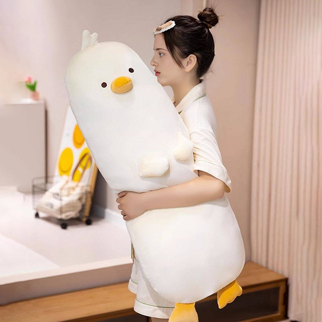 앤티키 병아리 캐릭터 긴 쿠션 바디필로우, 화이트