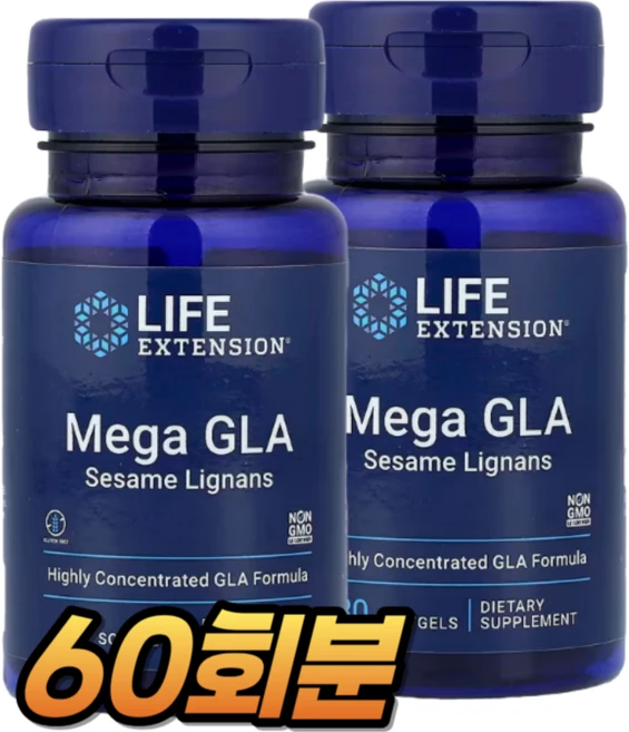 라이프익스텐션 메가 GLA 세서미 리그난 글루텐 프리 소프트젤, 60회분, 1개 - 쿠팡