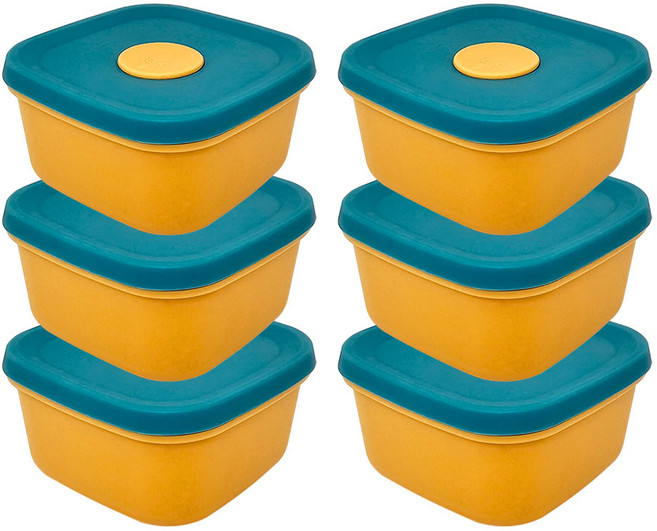 국산 실리콘밥팩 냉동밥보관용기 전자레인지 밀폐 소분용기 300ml, 6개, 머스타드