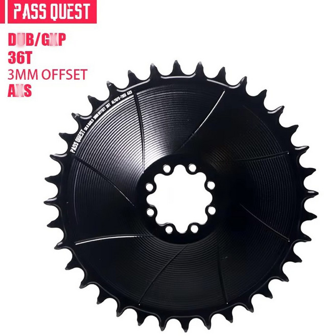 PASS QUEST 오프셋 8 볼트 에어로 체인링 폐쇄 체인휠 SRAM 포스 DUB AXS 12 단 스프로킷용 28T-42T 3mm, Black 36T AXS, 1개