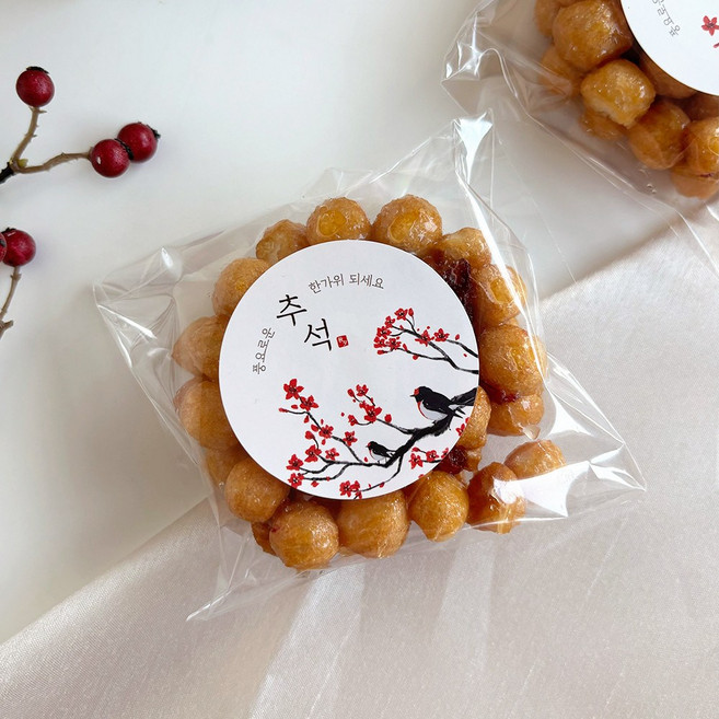 추석 포장 스티커 추석스티커 원형 100매 [온화한], 50장